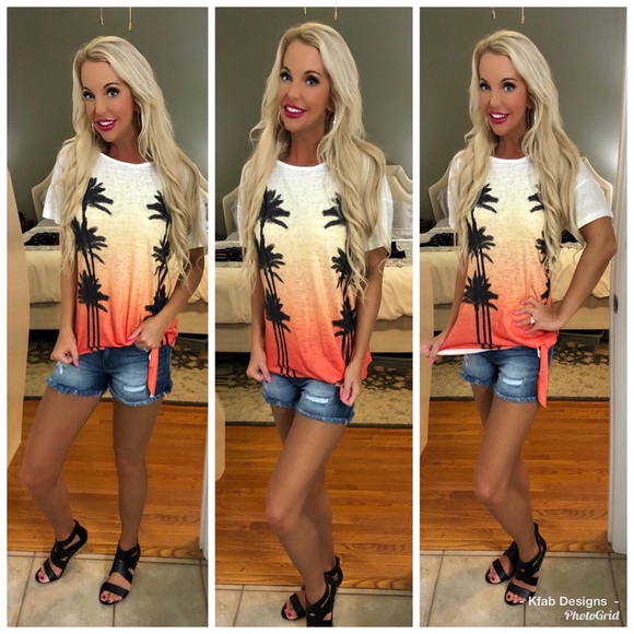 πLAST 1! Tie Dye Palm Tree π Graphic Top! - Picture 2 of 8